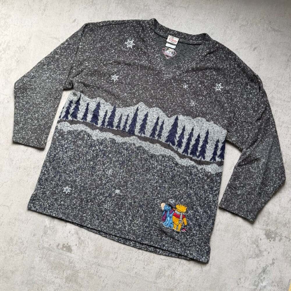 The Disney Store Winnie the Pooh Winter Sweater Size L Gray